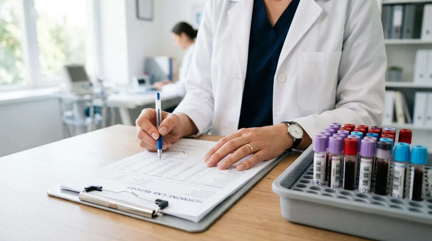 Comprehensive baseline lab testing and hormone panel review before starting bioidentical hormone therapy
