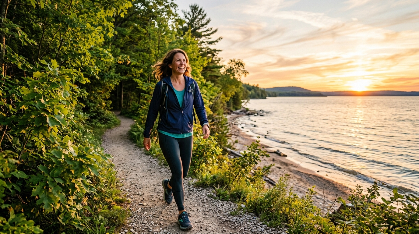 Michigan landscape representing the wellness journey for women across the state, from the Great Lakes shores to bustling metro areas